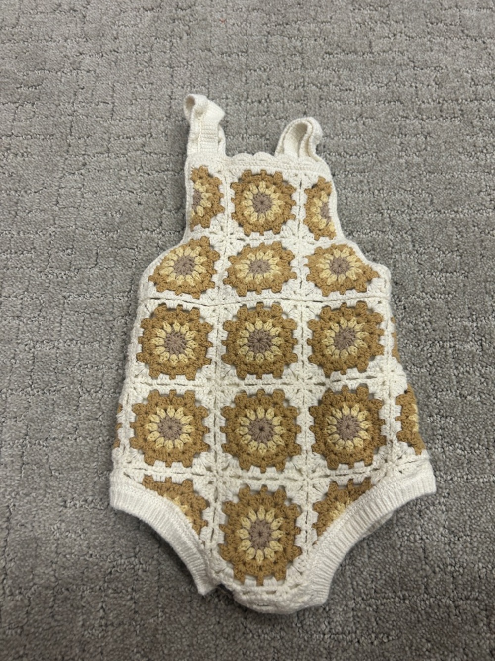 Rylee + Cru Cream and Mustard Crochet Baby One-Piece